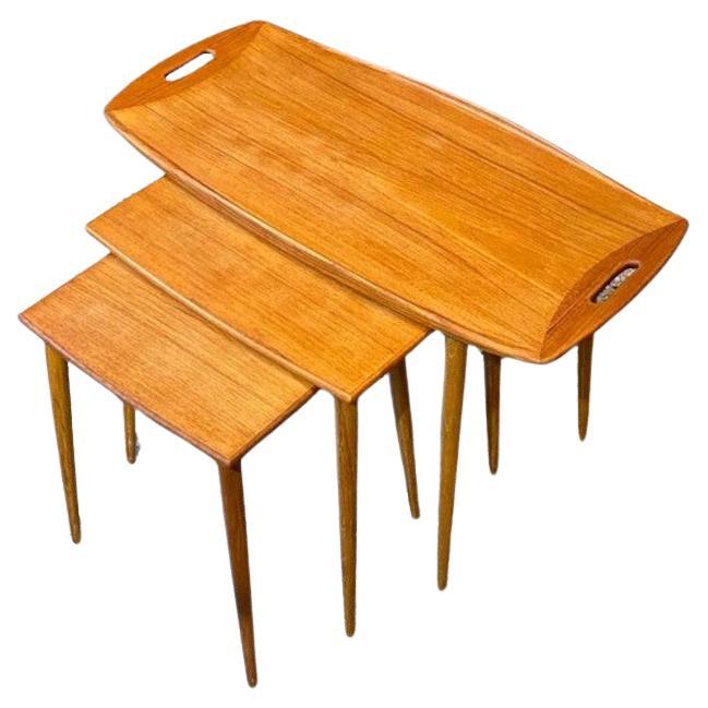 Set of 1960s Danish Teak Nesting Tables For Sale