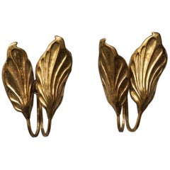 Set of 1970s Italian Brass Leaf Wall Sconces by Carlo Giorgi for Bottega Gadda