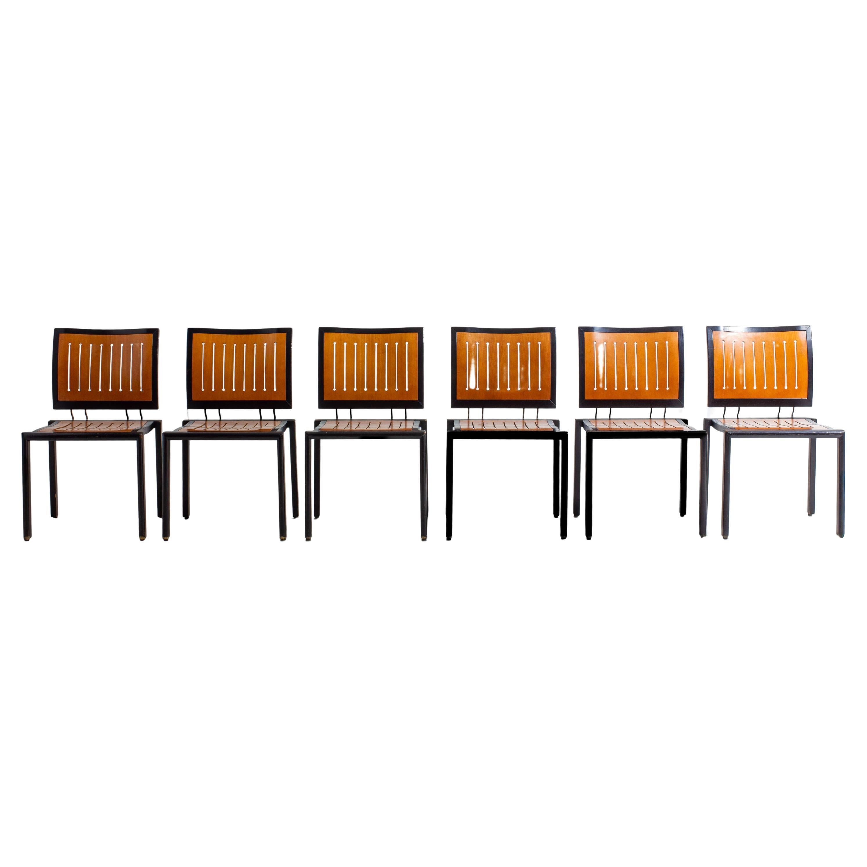 Set of 1980s Bruno Rey Quadro chairs for Dietiker Switzerland