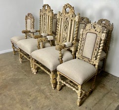 Set of 19th Century  Bleached Oak Dining Chairs