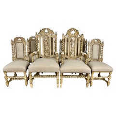 Set of 19th Century  Bleached Oak Dining Chairs