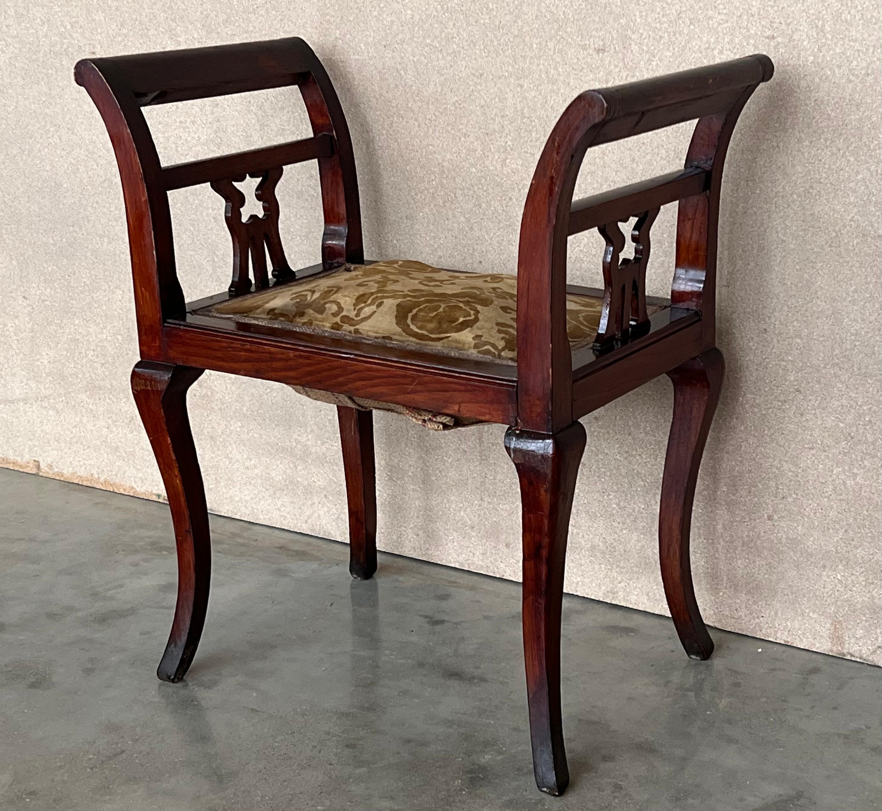 Wood Set of 19th Century Carved Mahogany Chippendale Window Seats / Benches For Sale