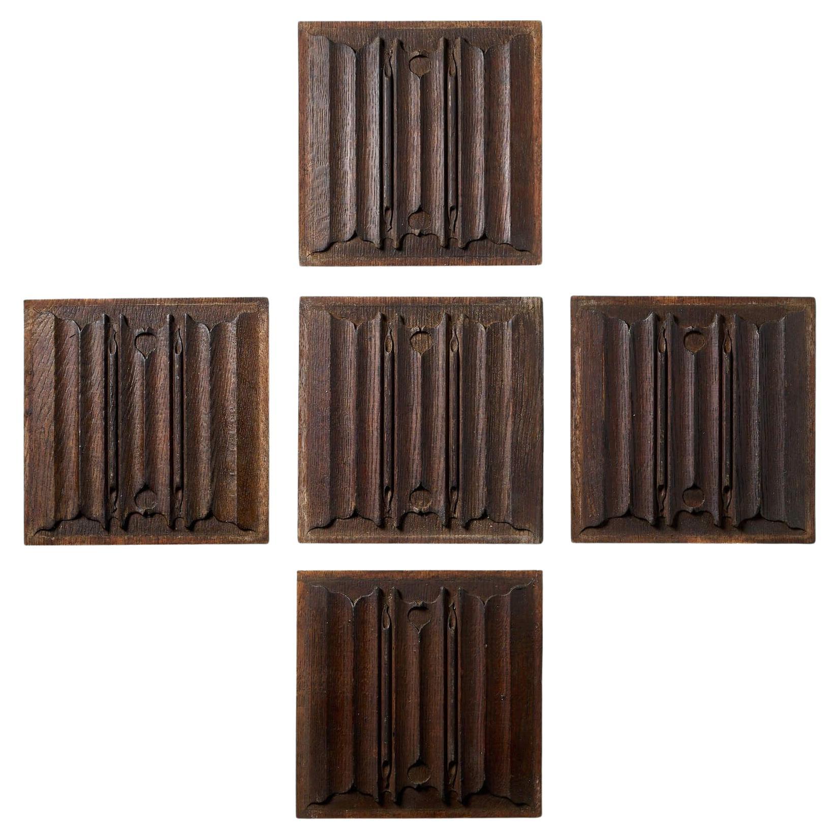 Set of 19th Century Carved Oak Linen Fold Panels For Sale