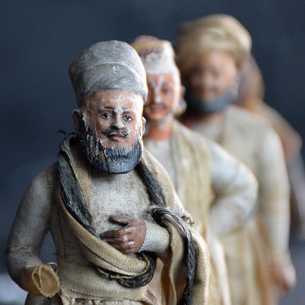 Hand-Crafted Set of 19th Century Clay Indian Figures