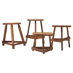 set of 19th century English antique oak cutler’s stools