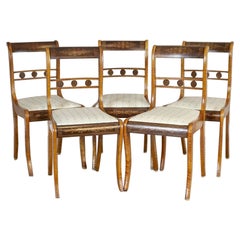 Set of 19th-Century English Chairs in Sheraton Style with Inlays