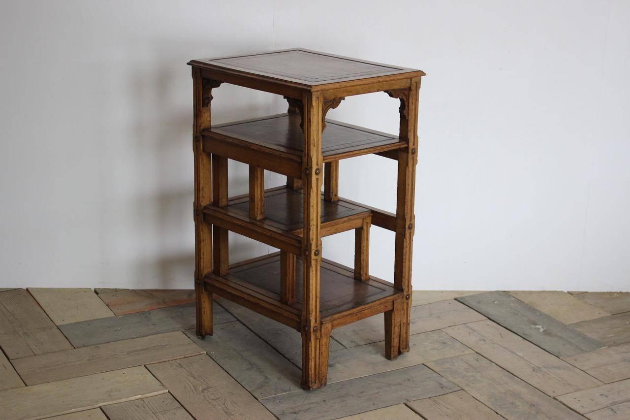 Oak Set of 19th Century English Country House Library Steps For Sale
