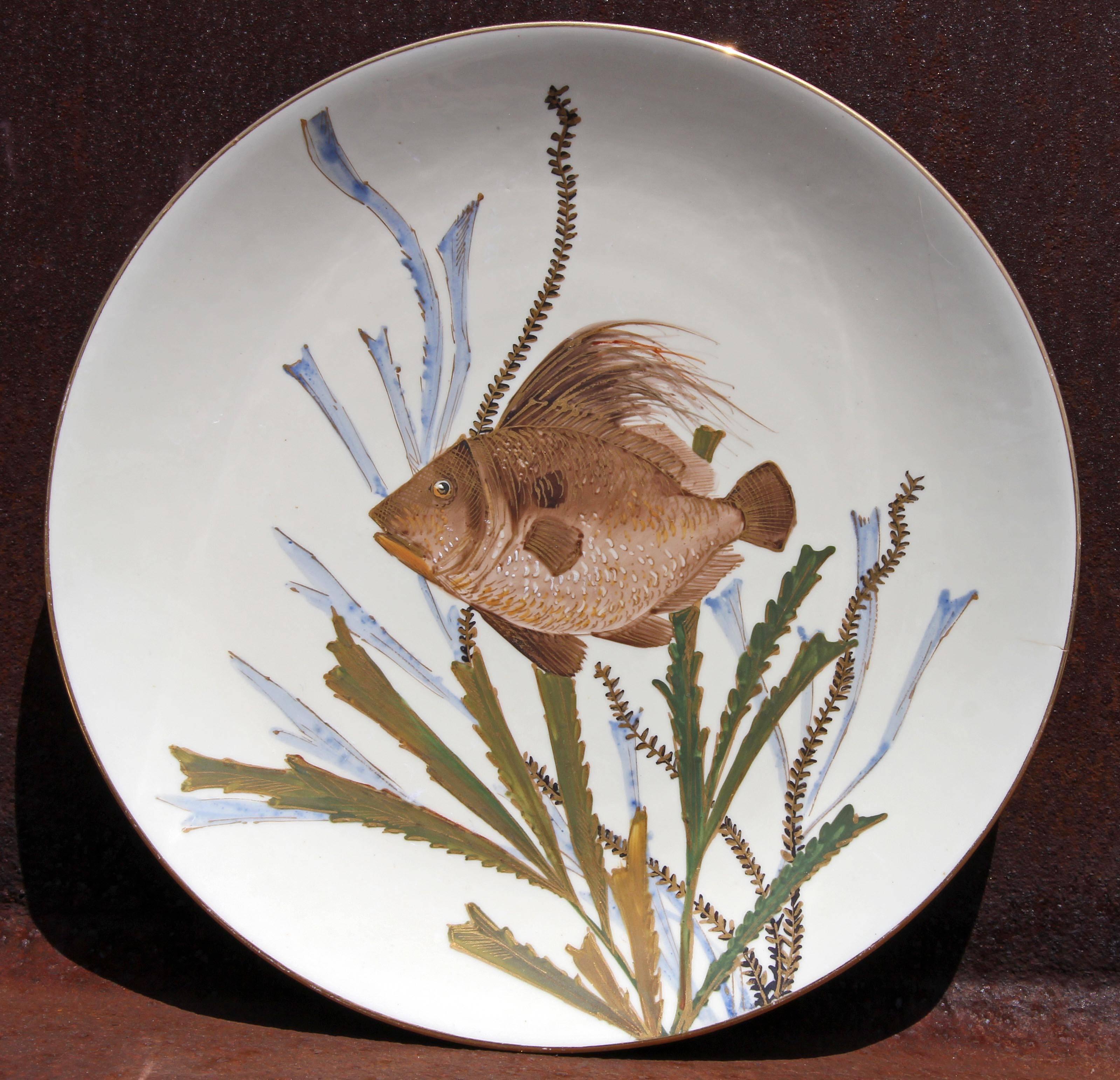 Set of 19th Century Fish Plates In Good Condition In Rochester, NY