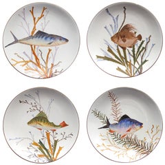 Antique Set of 19th Century Fish Plates