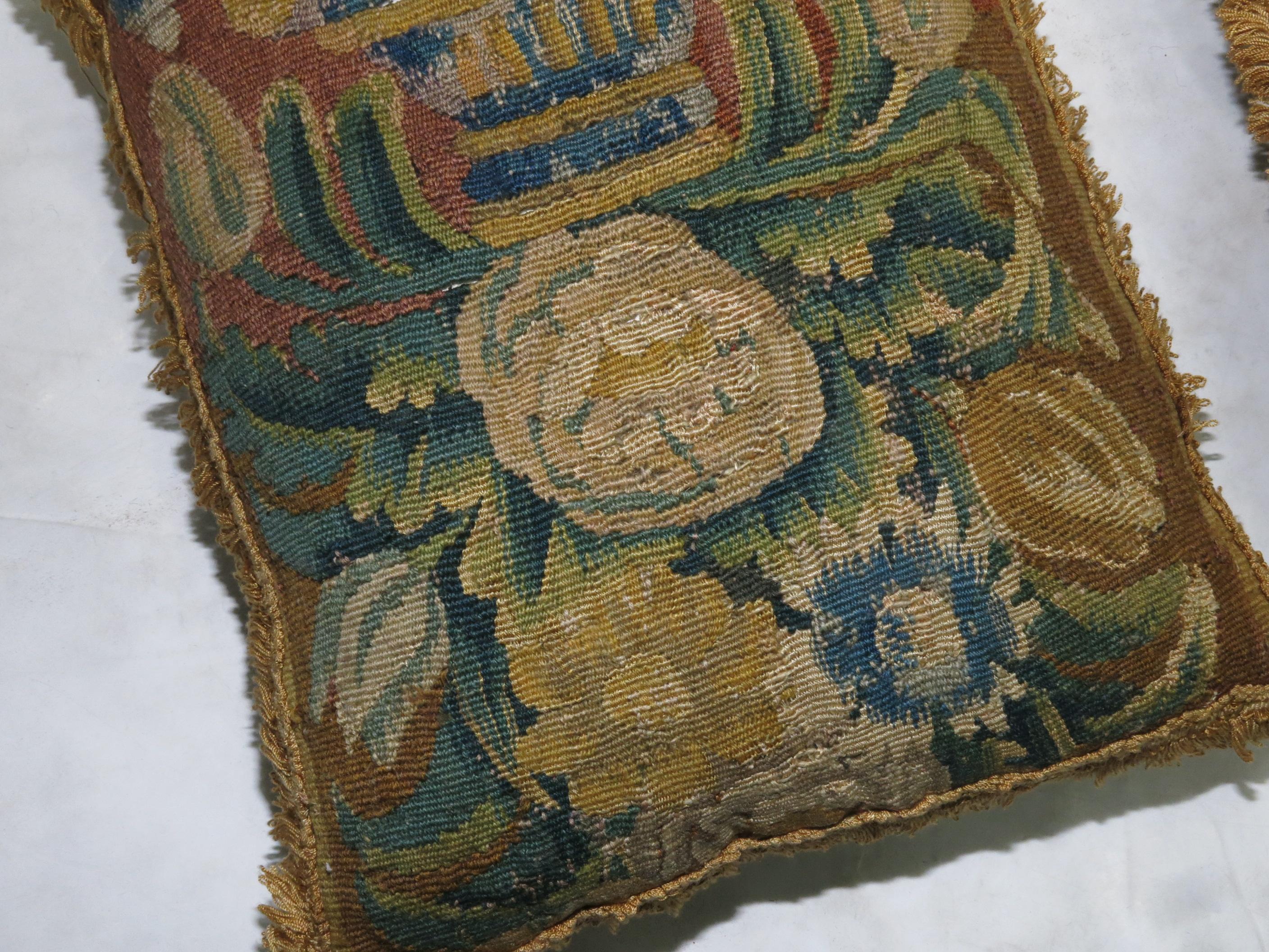 Tudor Set of 19th Century French Tapestry Pillows