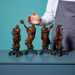 Set of 19th Century Hand Carved Allegorical Figures