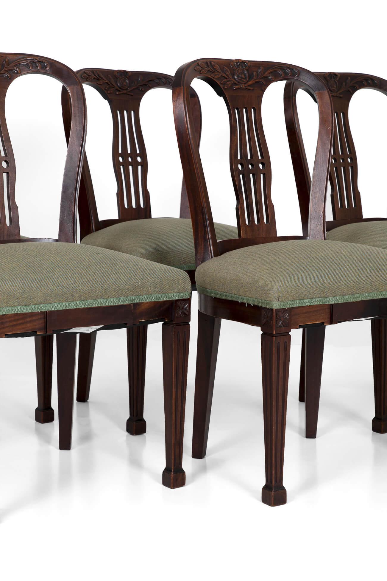Organic Material Set of 19th Century Mahogany Victorian Dining Chairs, circa 1860 For Sale
