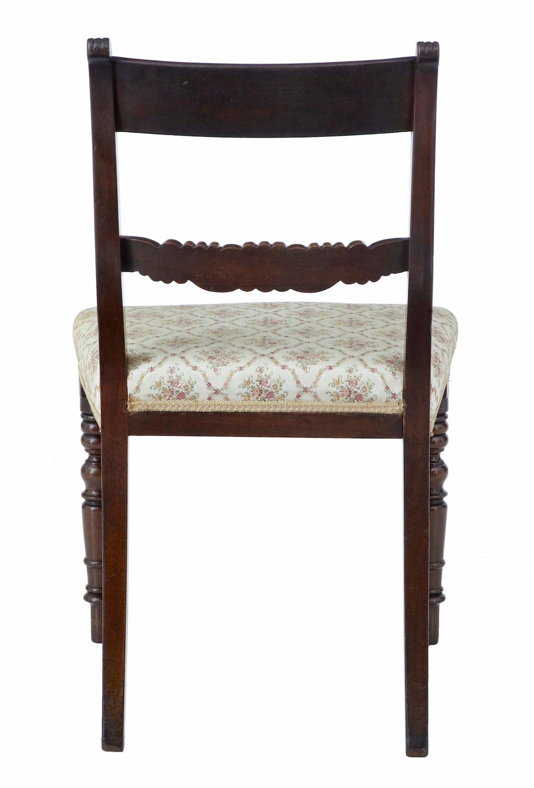 Hand-Carved Set of 19th Century Regency Mahogany Dining Chairs