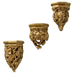 Set of 19th Century Scottish Gilt Carved Oak Brackets