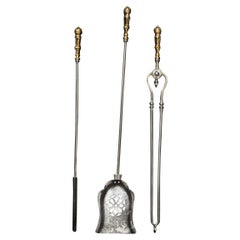 Set of 19th Century Steel & Brass Firetools