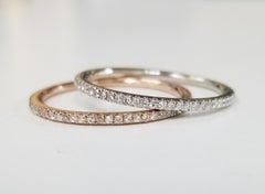 Set of 2 14k White and Rose Gold Diamond Eternity Ring with Micro Pavé Setting