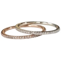 Set of 2 14k White and Rose Gold Diamond Eternity Ring with Micro Pavé Setting