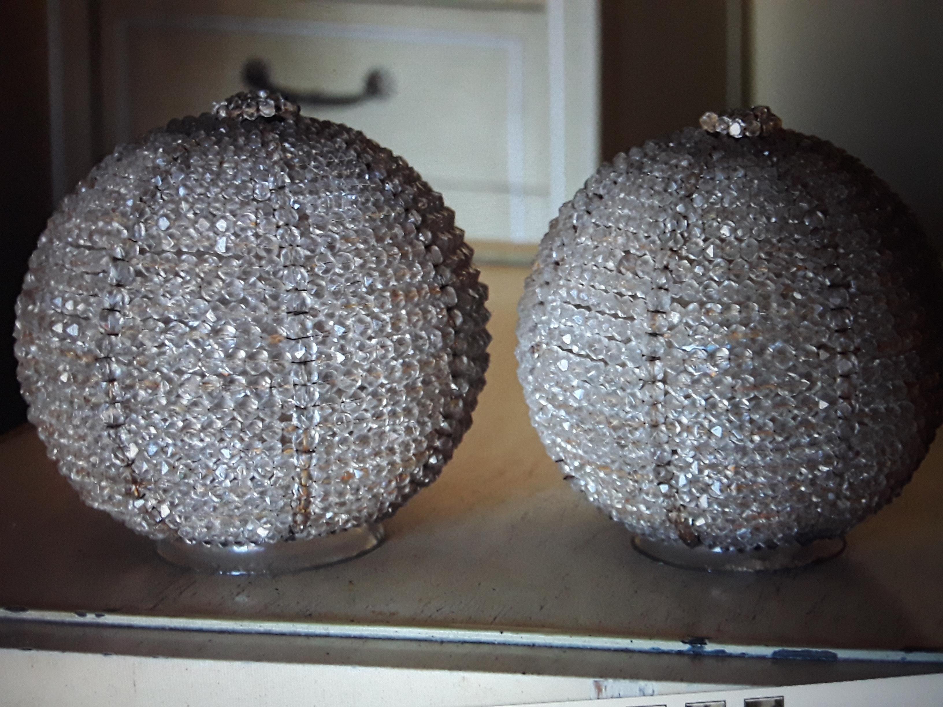 Set of 2 1920's Antique Art Deco Pefectly Crystal Beaded Lamp Shades - Large For Sale 5