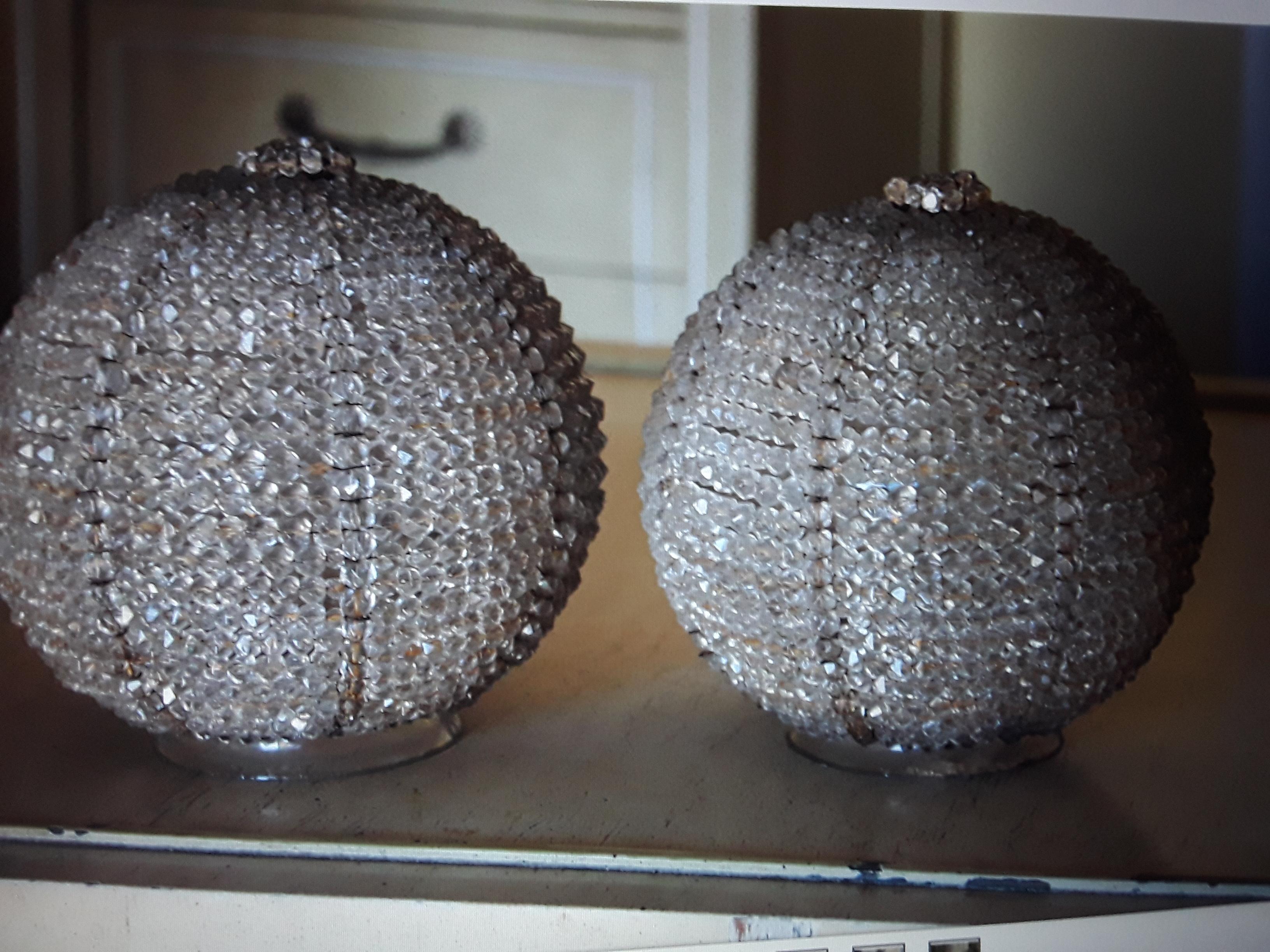 Set of 2 1920's Antique Art Deco Pefectly Crystal Beaded Lamp Shades - Large For Sale 6