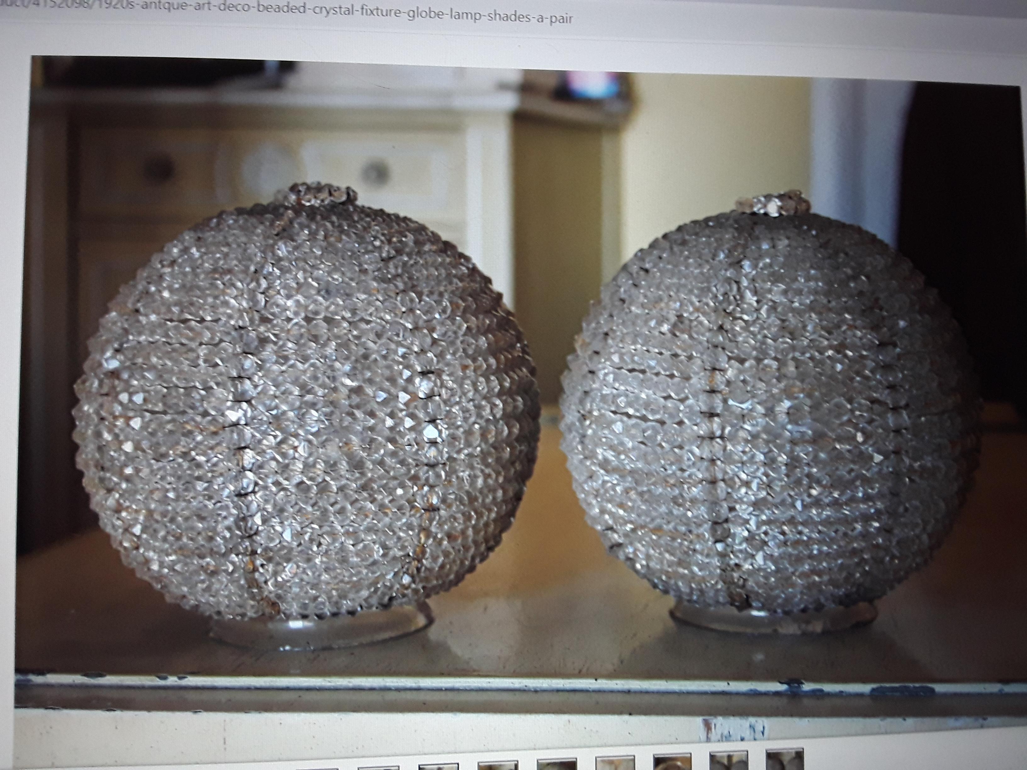 Set of 2 1920's Antique Art Deco Pefectly Crystal Beaded Lamp Shades - Large For Sale 4