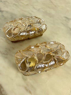 Set Of 2 1940s Honey Glass Wall Lamps