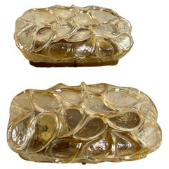 Lot de 2 appliques en verre Honey des années 1940