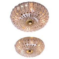 Set of 2 Emil Stejnar Style Flush Mount & Wall Sconces Floral Glass & Brass 1950 Set of 2 Emil Stejnar Style Flush Mount & Wall Sconces Floral Glass & Brass 1950