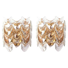 Pair of Palwa Wall Sconces Gilt-Brass & Crystal Glass, Germany 1960