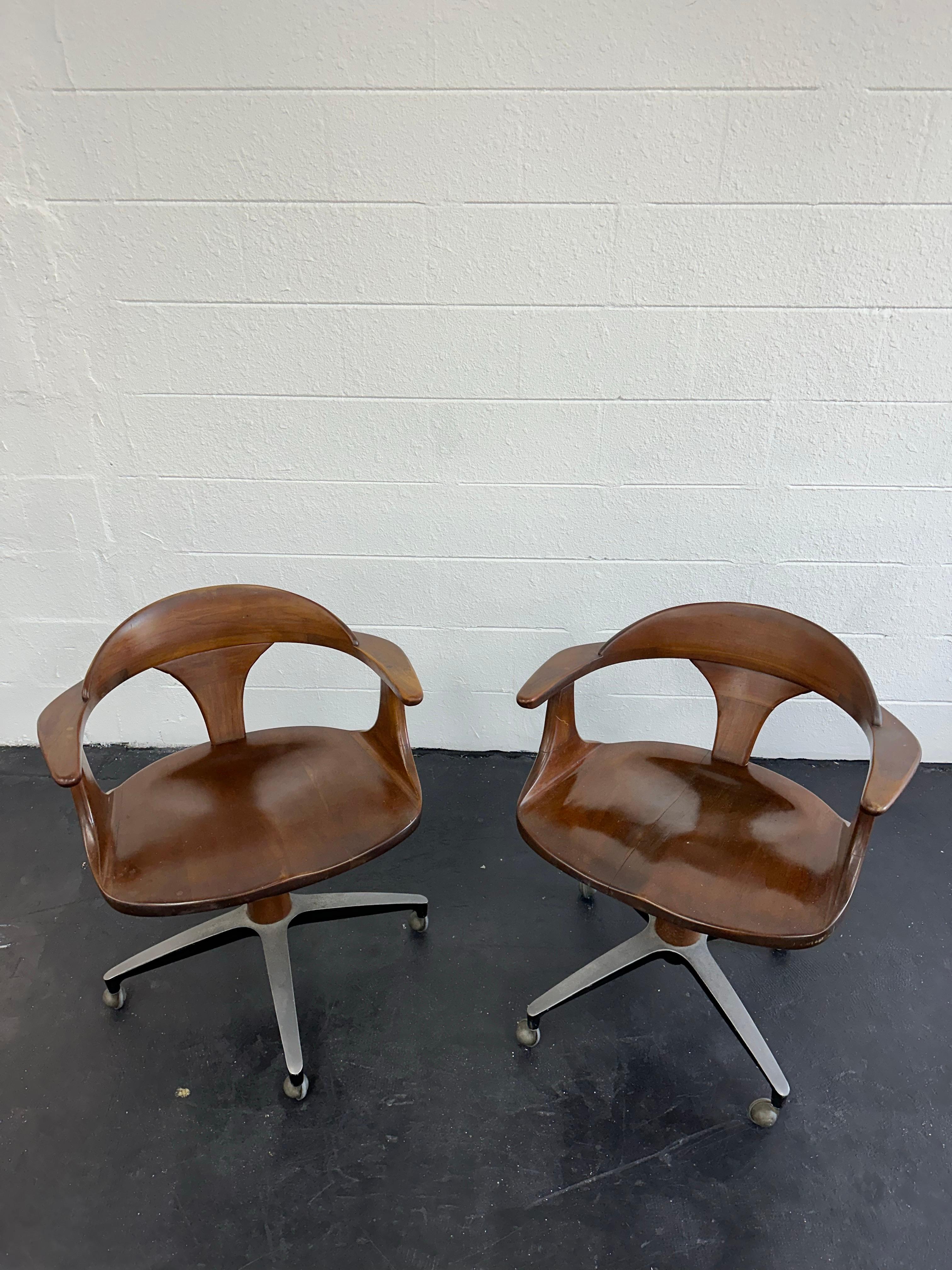 Cherry Set of 2 1960s Heywood Wakefield Cliff House Chairs