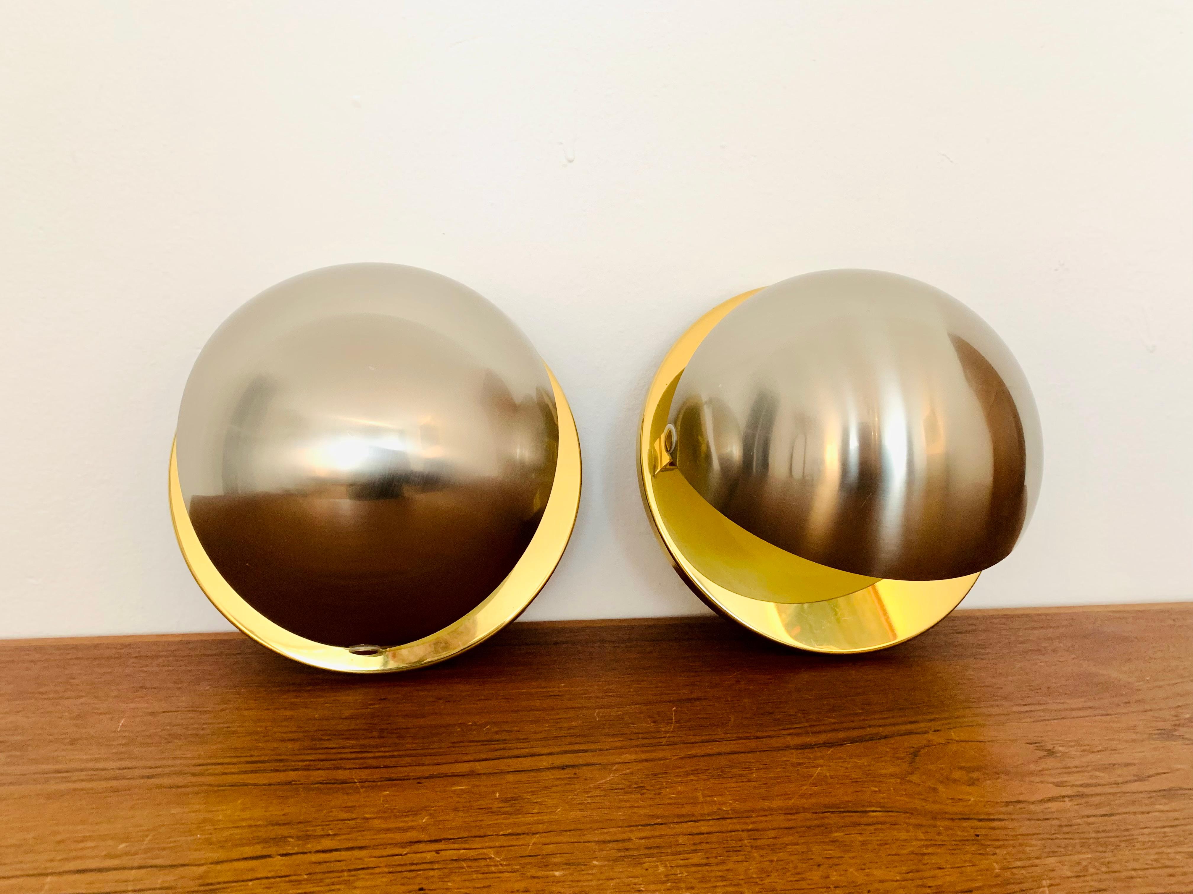 Set of 2 1970s Bicolor Space Age Wall Lamps by Sölken For Sale 7