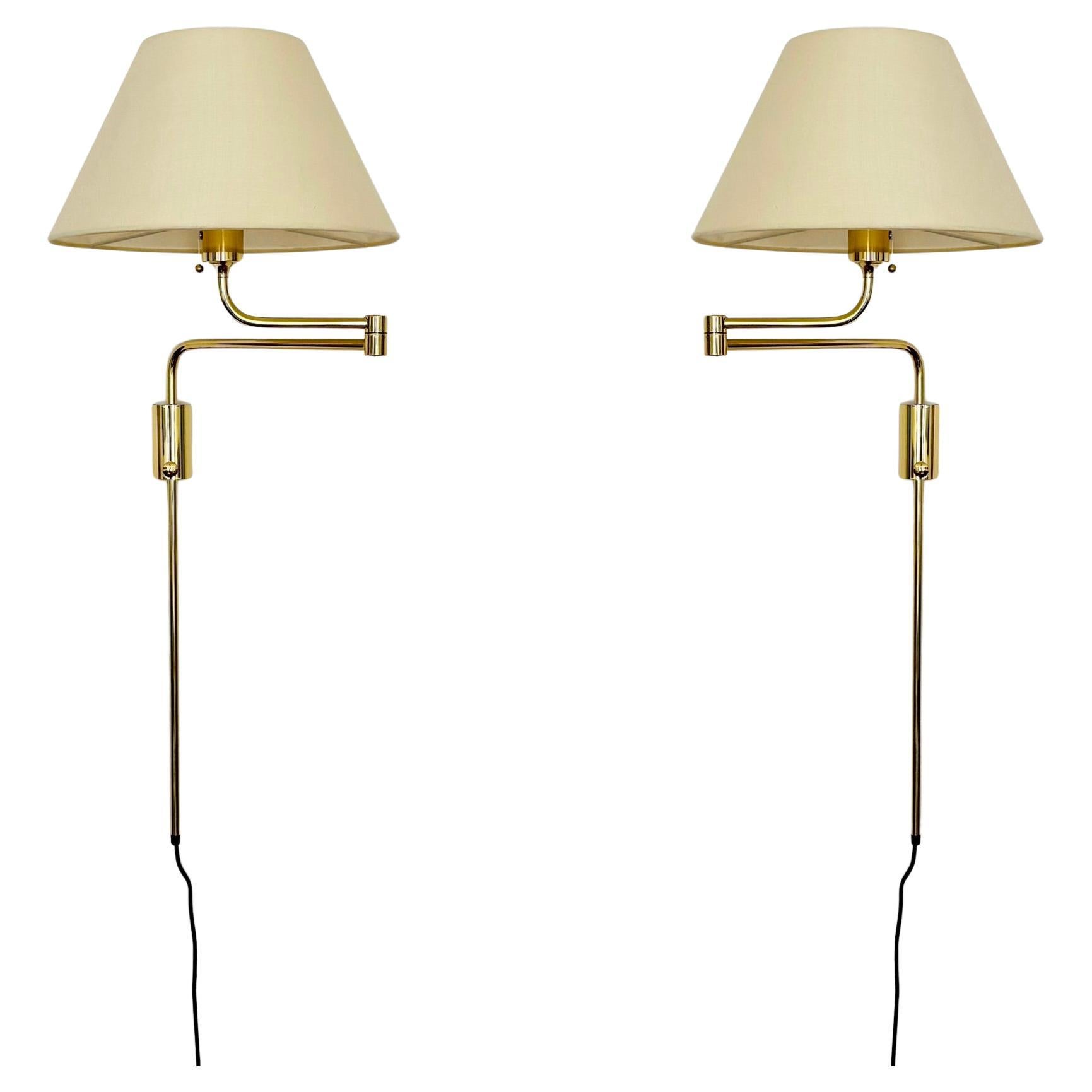 Set of 2 1970s Brass Lesan Wall Lamps by Florian Schulz