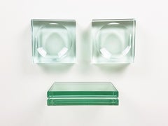 Set aus 2 Aschenbechern und Bilderrahmen aus geschliffenem Glas aus den 1980er Jahren