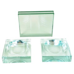 Vintage Set of 2 1980s Ashtrays & Picture Frame in Cut Glass