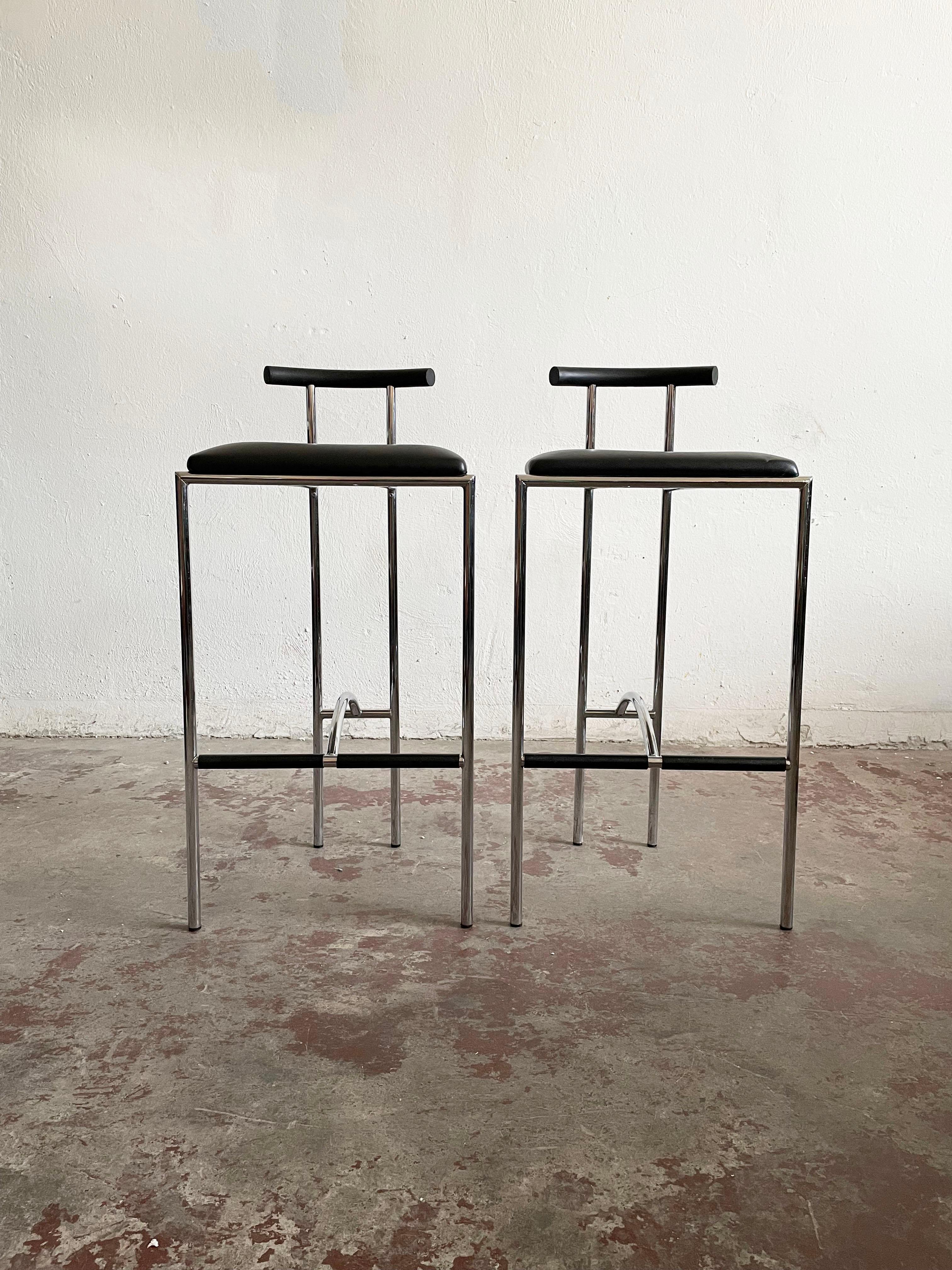 Post-Modern Set of 2 1980s Tokyo Bar Stools by Rodney Kinsman for Bieffeplast, Italy 1985