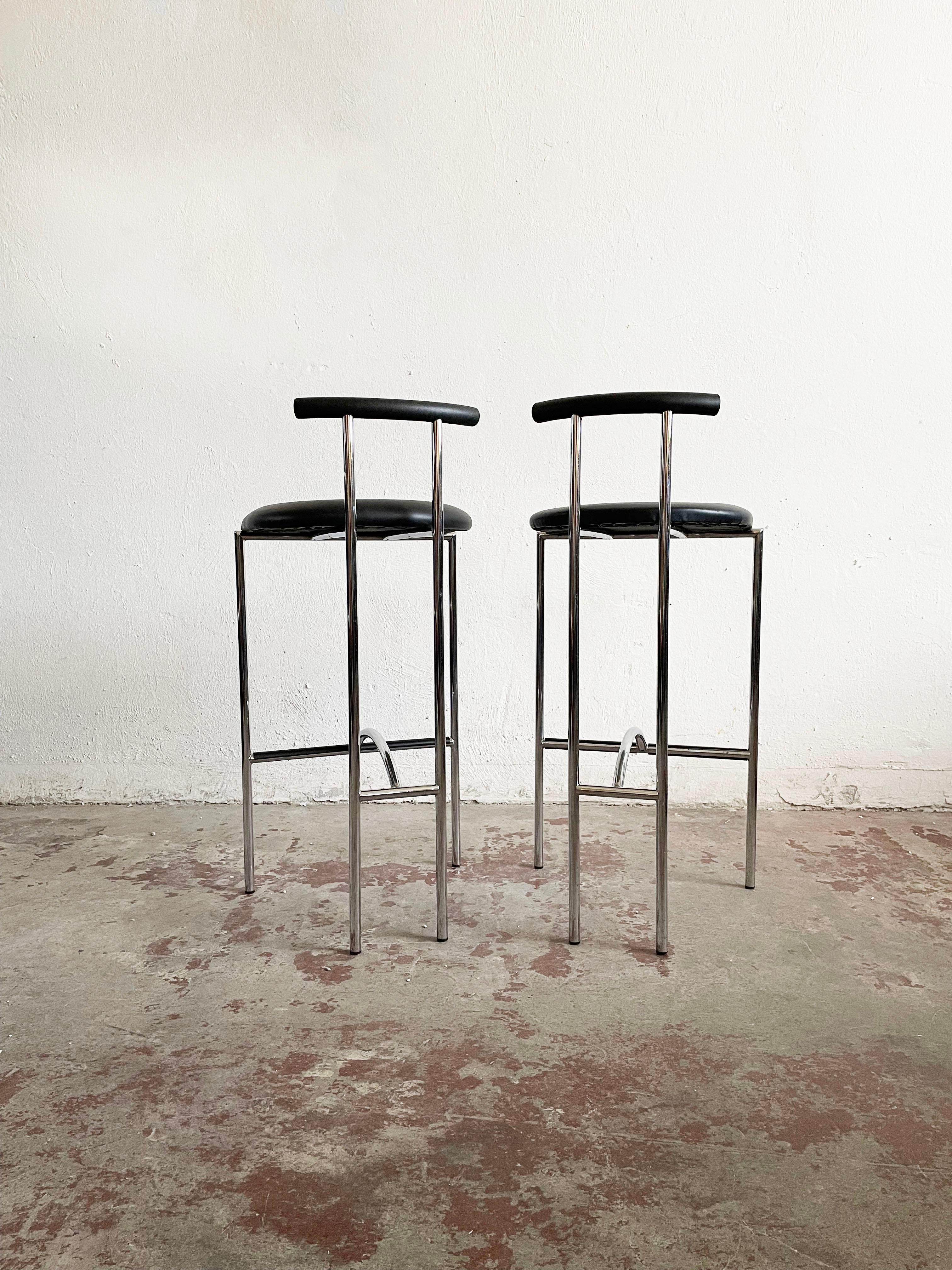 Metal Set of 2 1980s Tokyo Bar Stools by Rodney Kinsman for Bieffeplast, Italy 1985