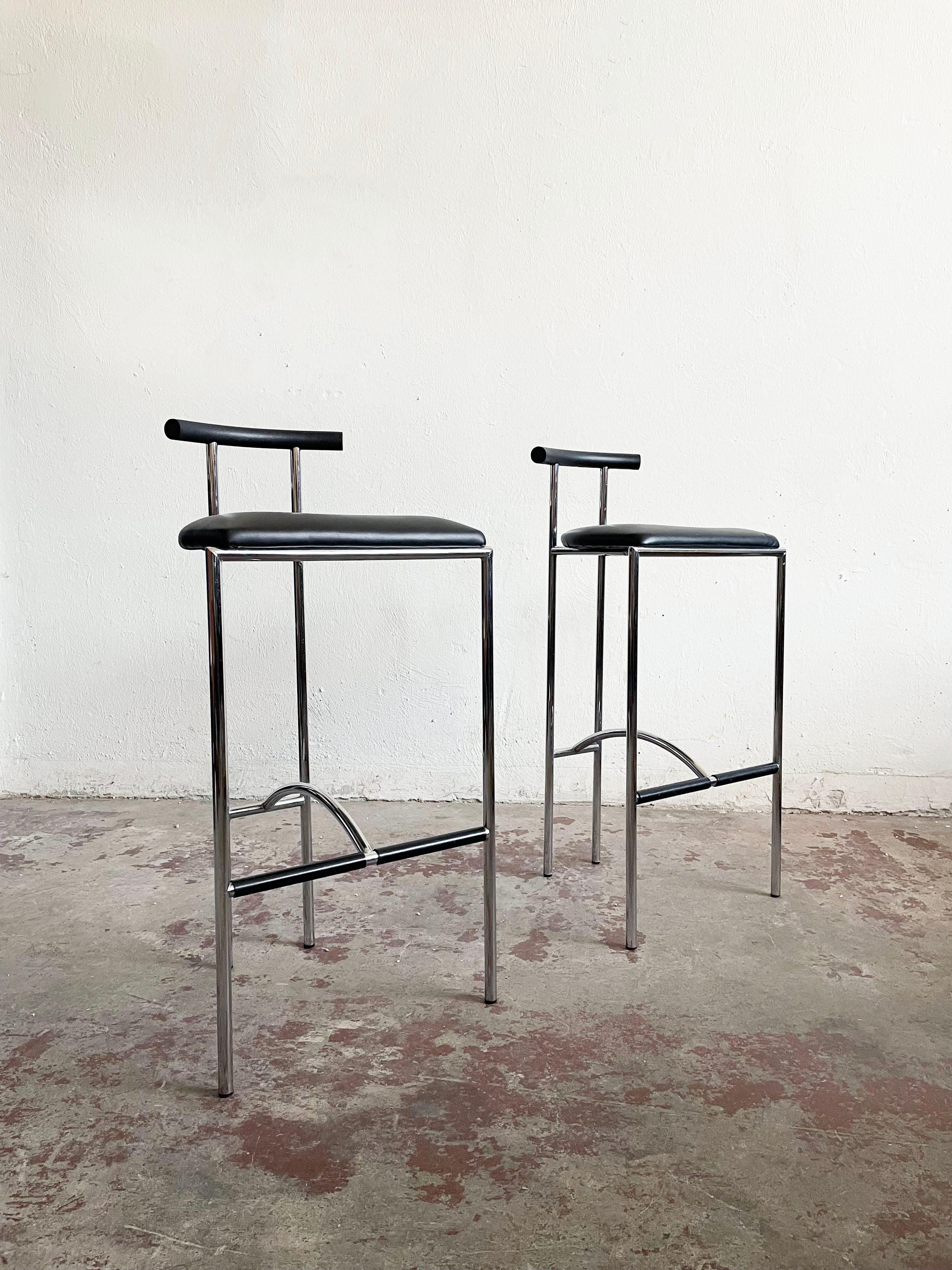 Set of 2 1980s Tokyo Bar Stools by Rodney Kinsman for Bieffeplast, Italy 1985 1