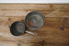 Set of 2 Antique Copper Pots with Brass Handles, Late Victorian, 1880
