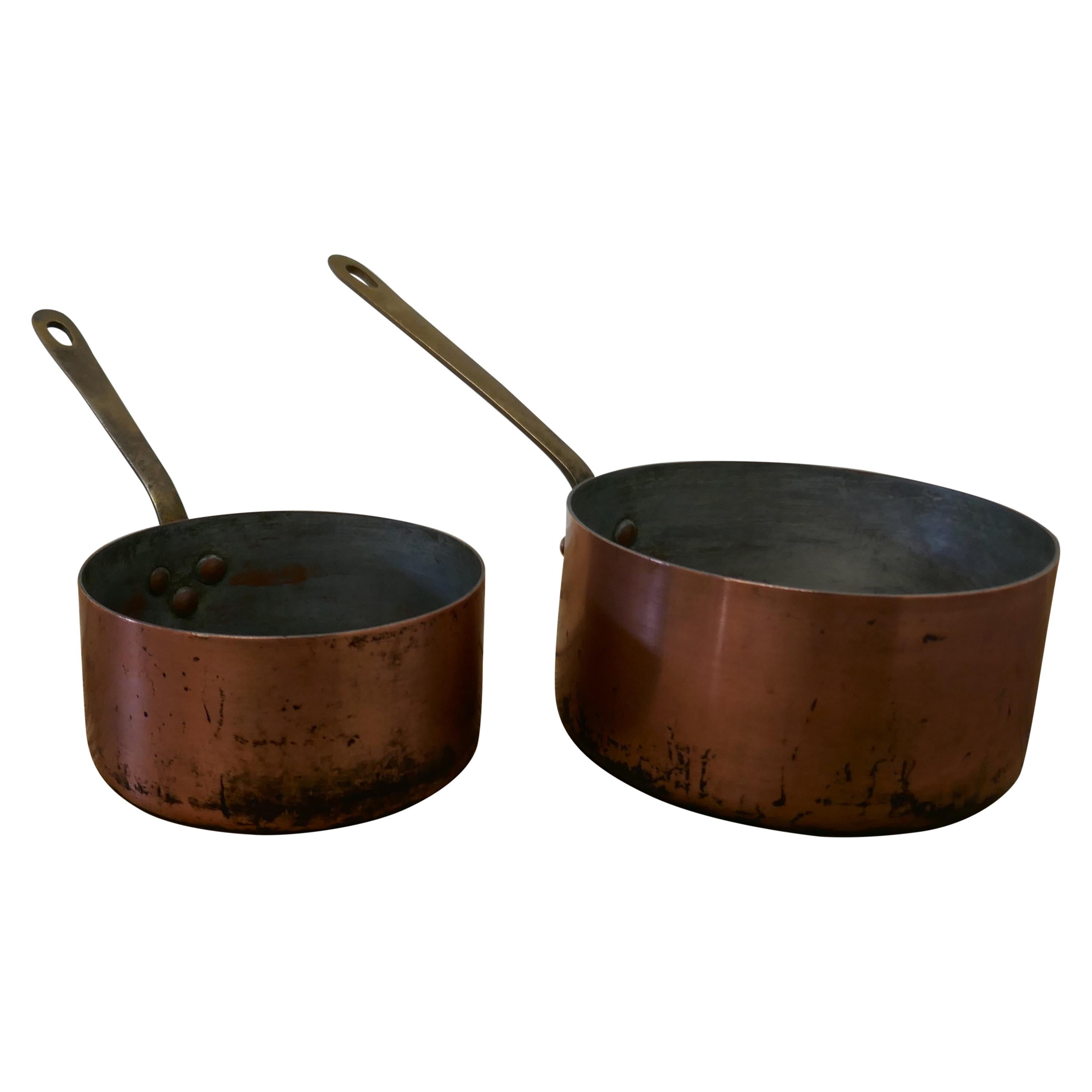 Set of 2 19th Century Copper Pots For Sale