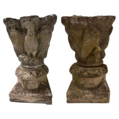 Set of 2 19th Century French Pedestals with Early 20th Century Eagle Jardinieres