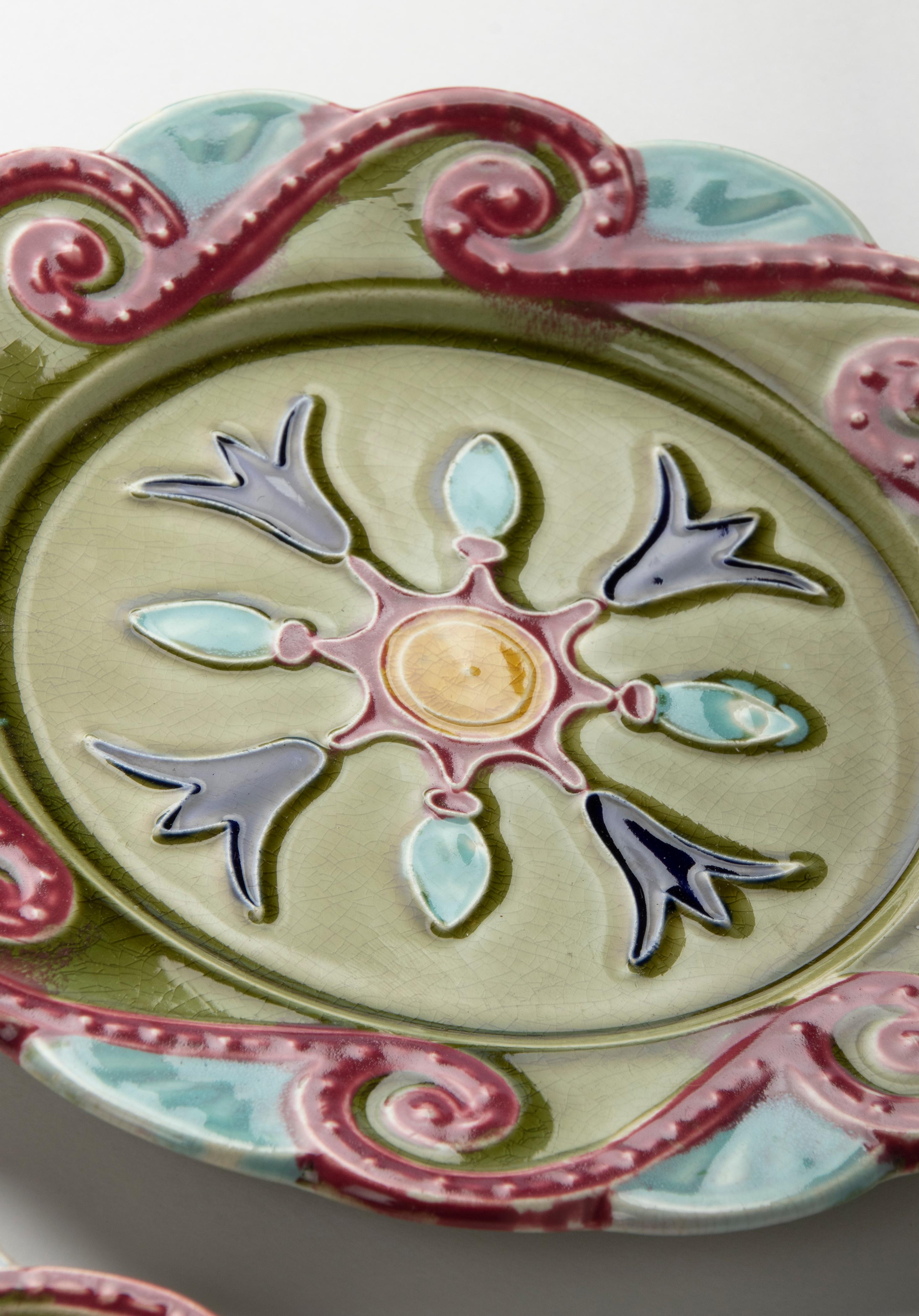 Set of 2 19th Century Majolica Decorative Plates For Sale at 1stDibs ...