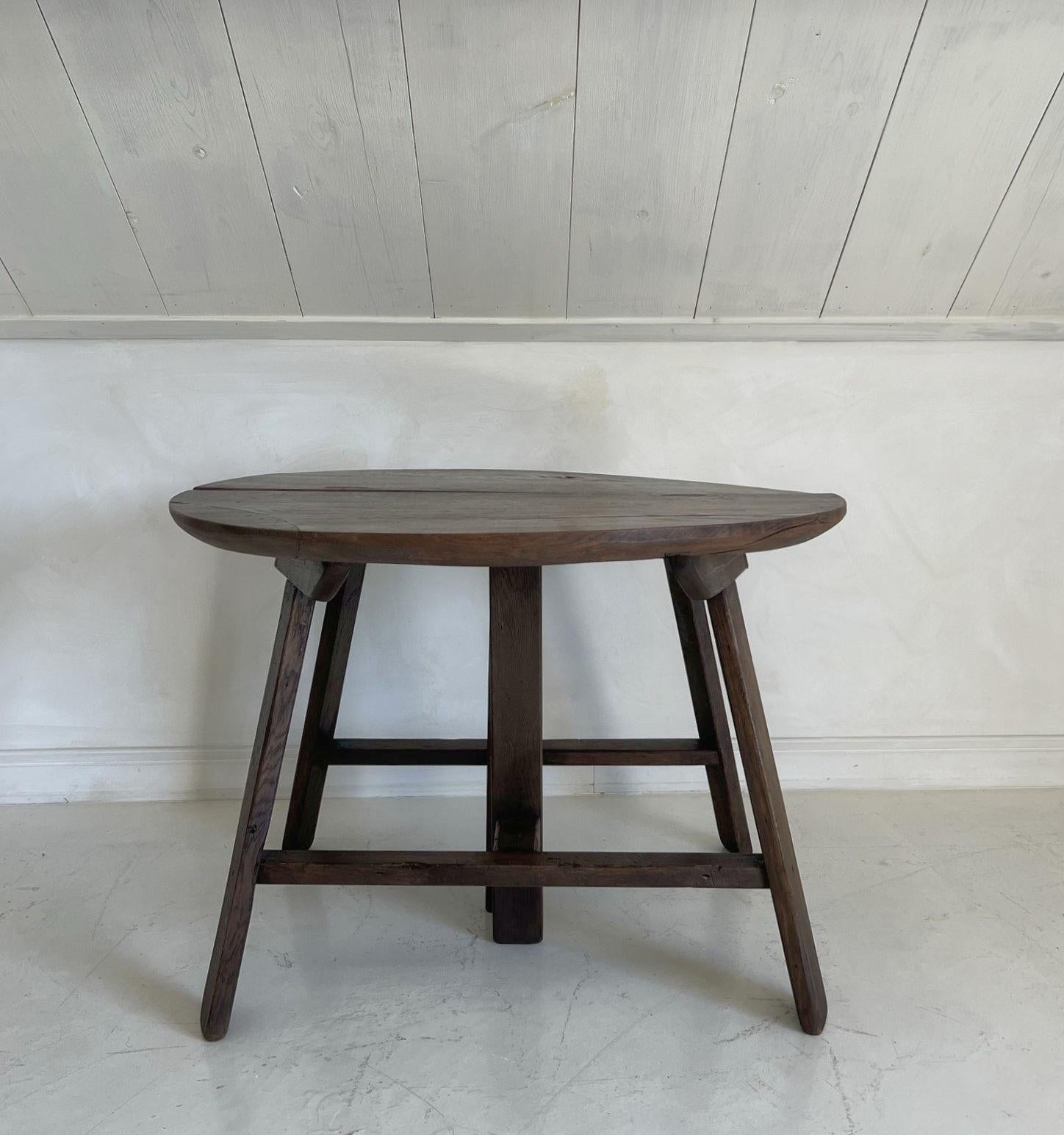 Set of 2 19th Century Primitive Chestnut Demilune Tables For Sale 10