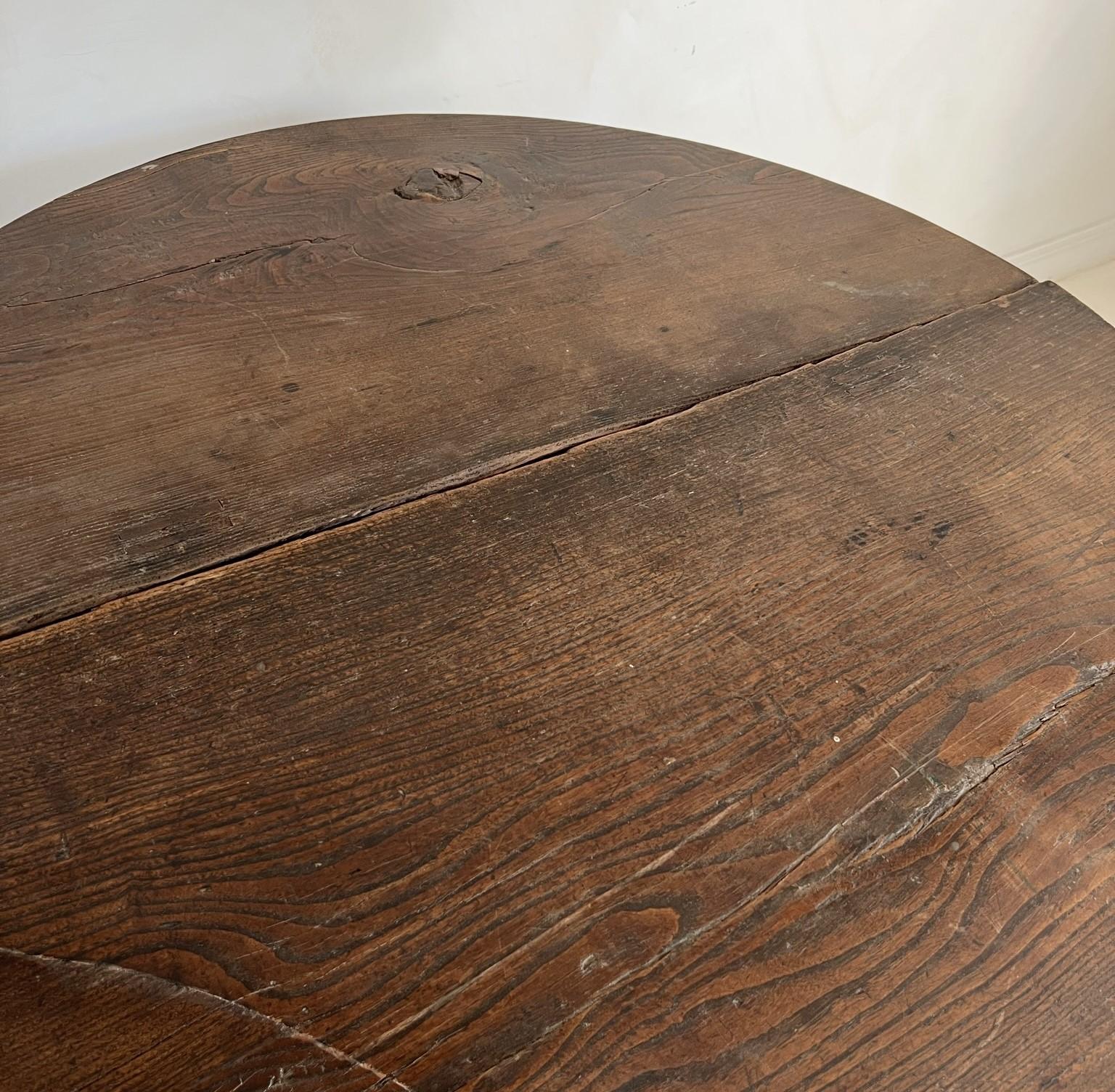 Set of 2 19th Century Primitive Chestnut Demilune Tables For Sale 11