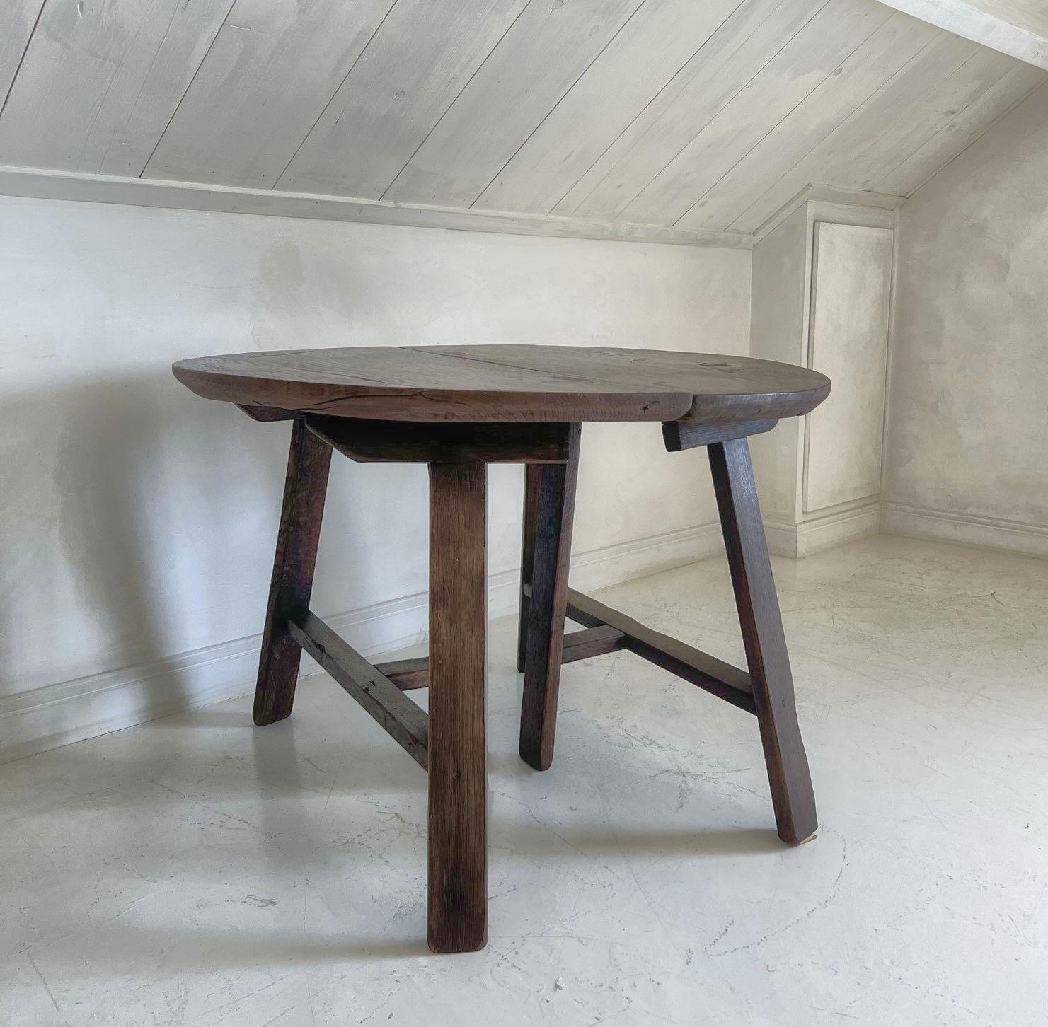 Set of 2 19th Century Primitive Chestnut Demilune Tables For Sale 14
