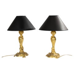 Set di 2 lampade da tavolo del XIX secolo - Bronzo dorato - Stile rococò