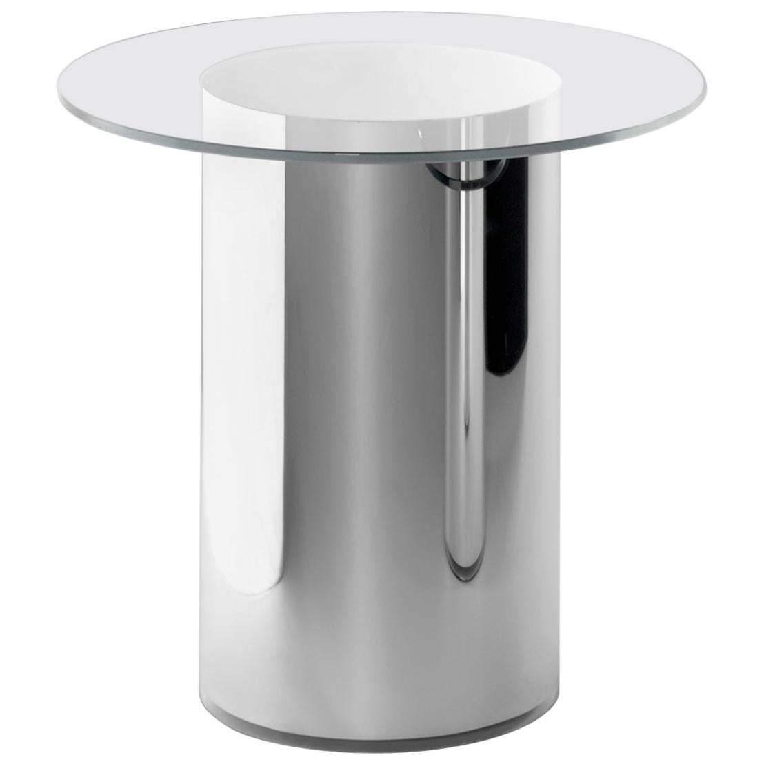 Contemporary Set of 2  2001 Side Table Ultra-clear Tempered Glass top Finish For Sale