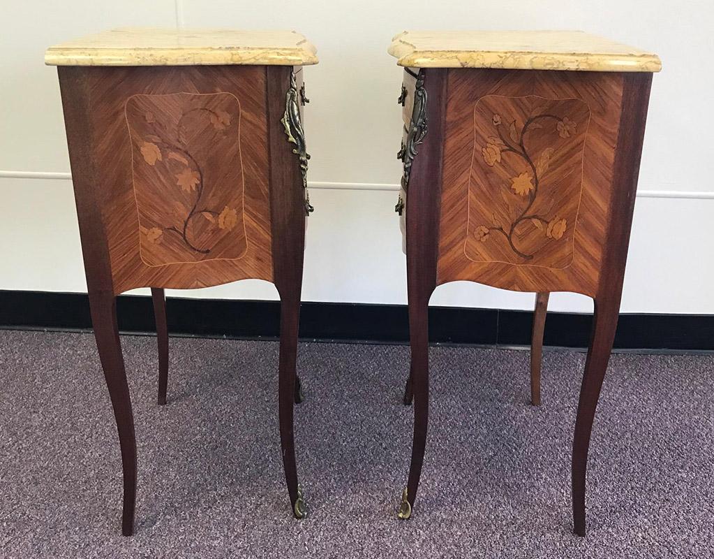 Set of 2, 20th Century French Marble and Wood Side Tables 4