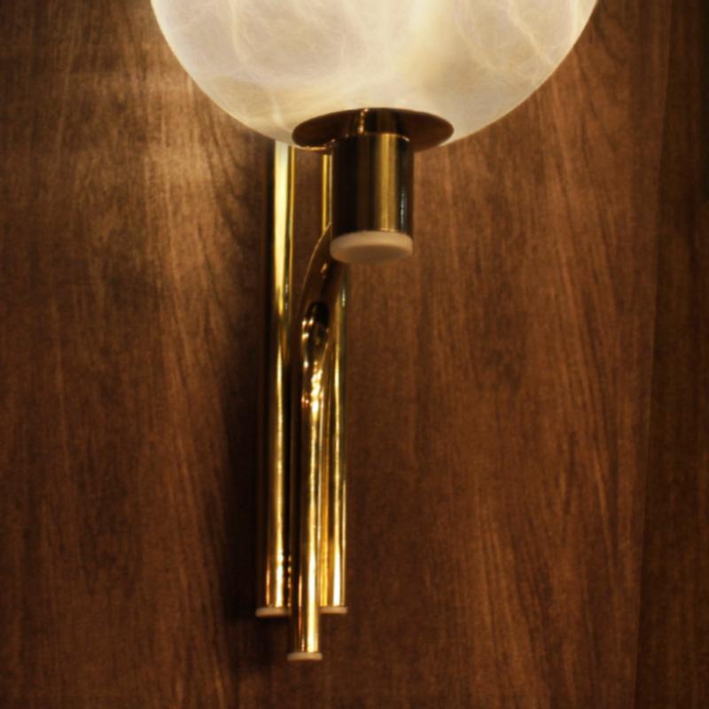 Lot de 2 lampes murales Andros en albâtre du 21e siècle, en laiton, conçues par Creativemary en vente 4
