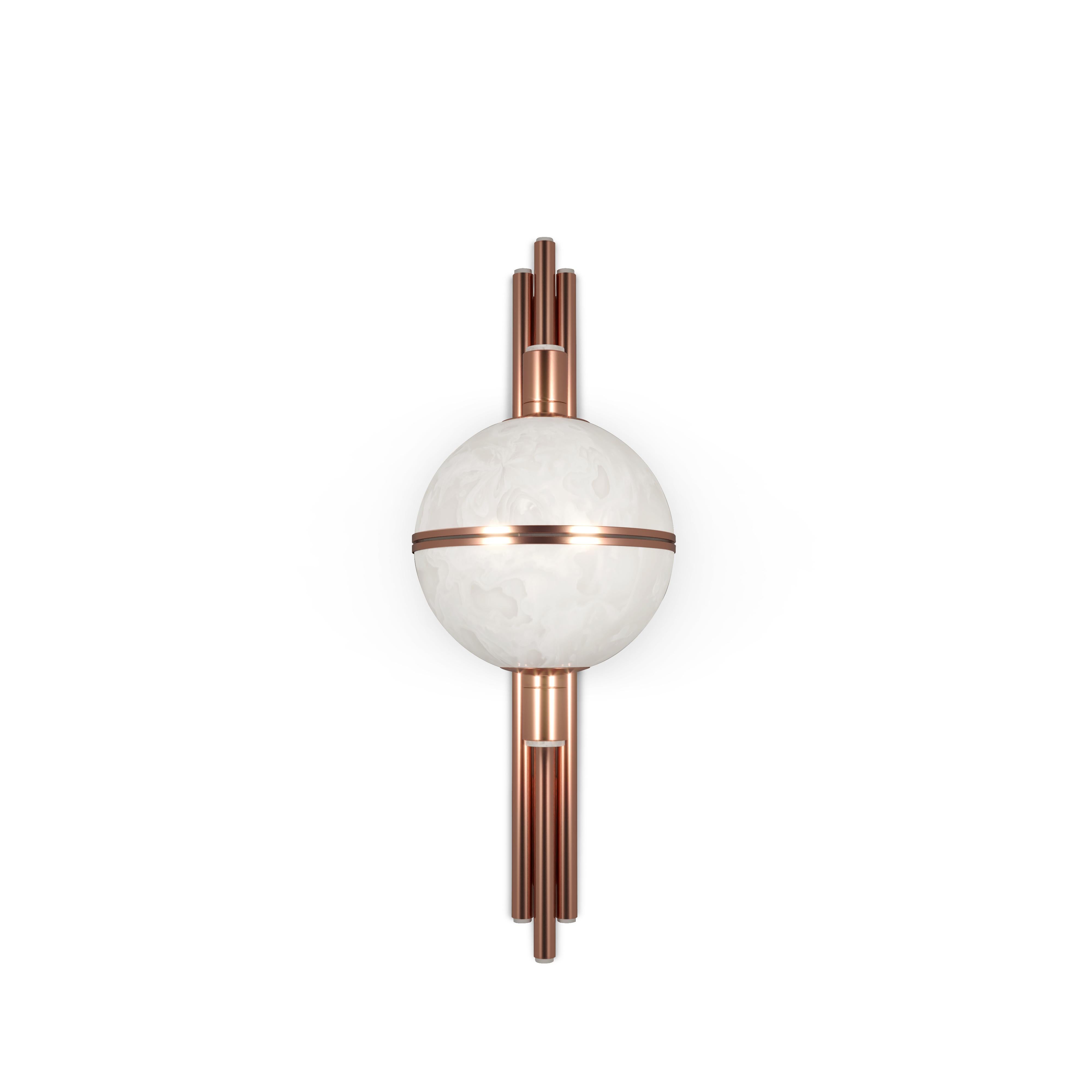 XXIe siècle et contemporain Lot de 2 lampes murales Andros en albâtre du 21e siècle, en laiton, conçues par Creativemary en vente