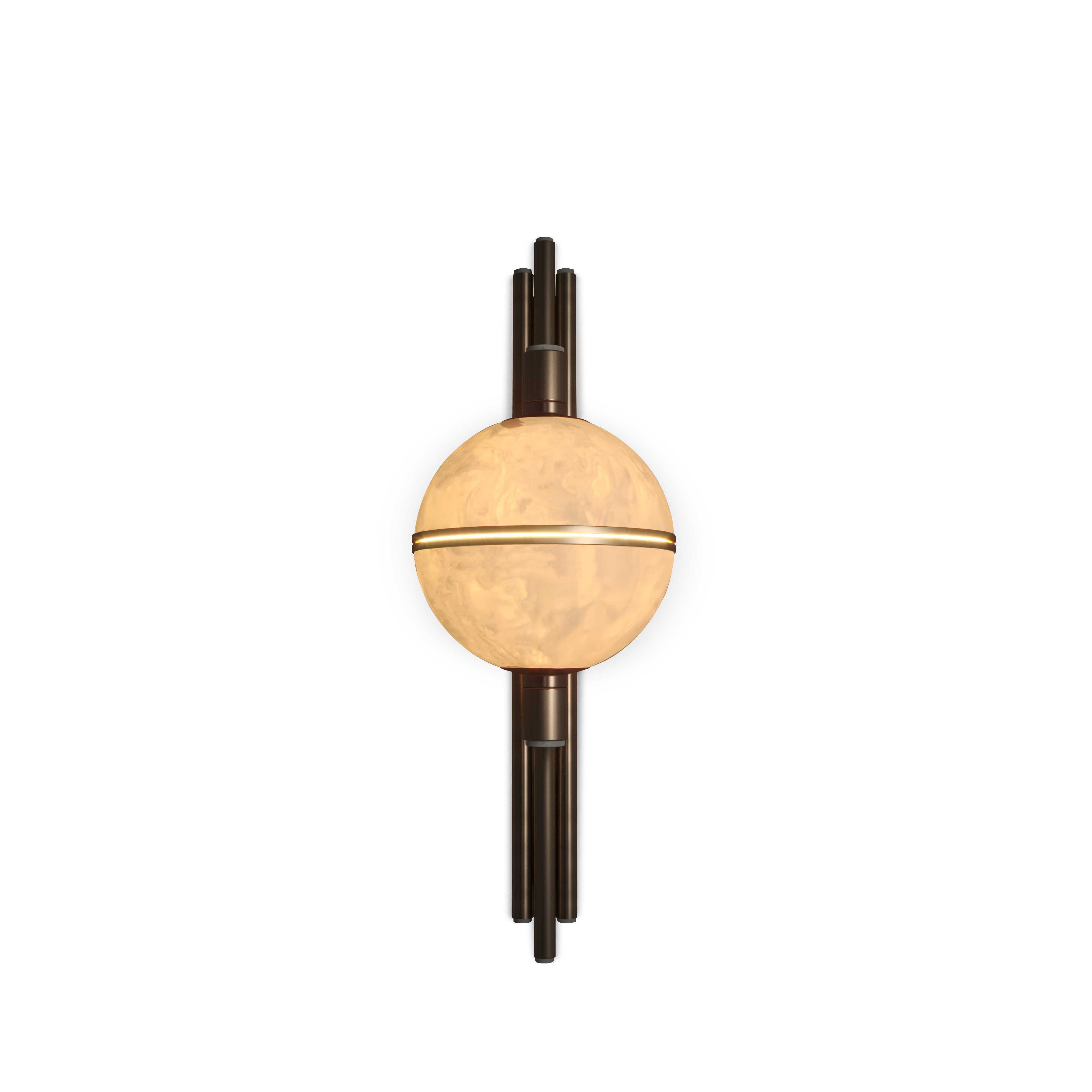 Laiton Lot de 2 lampes murales Andros en albâtre du 21e siècle, en laiton, conçues par Creativemary en vente