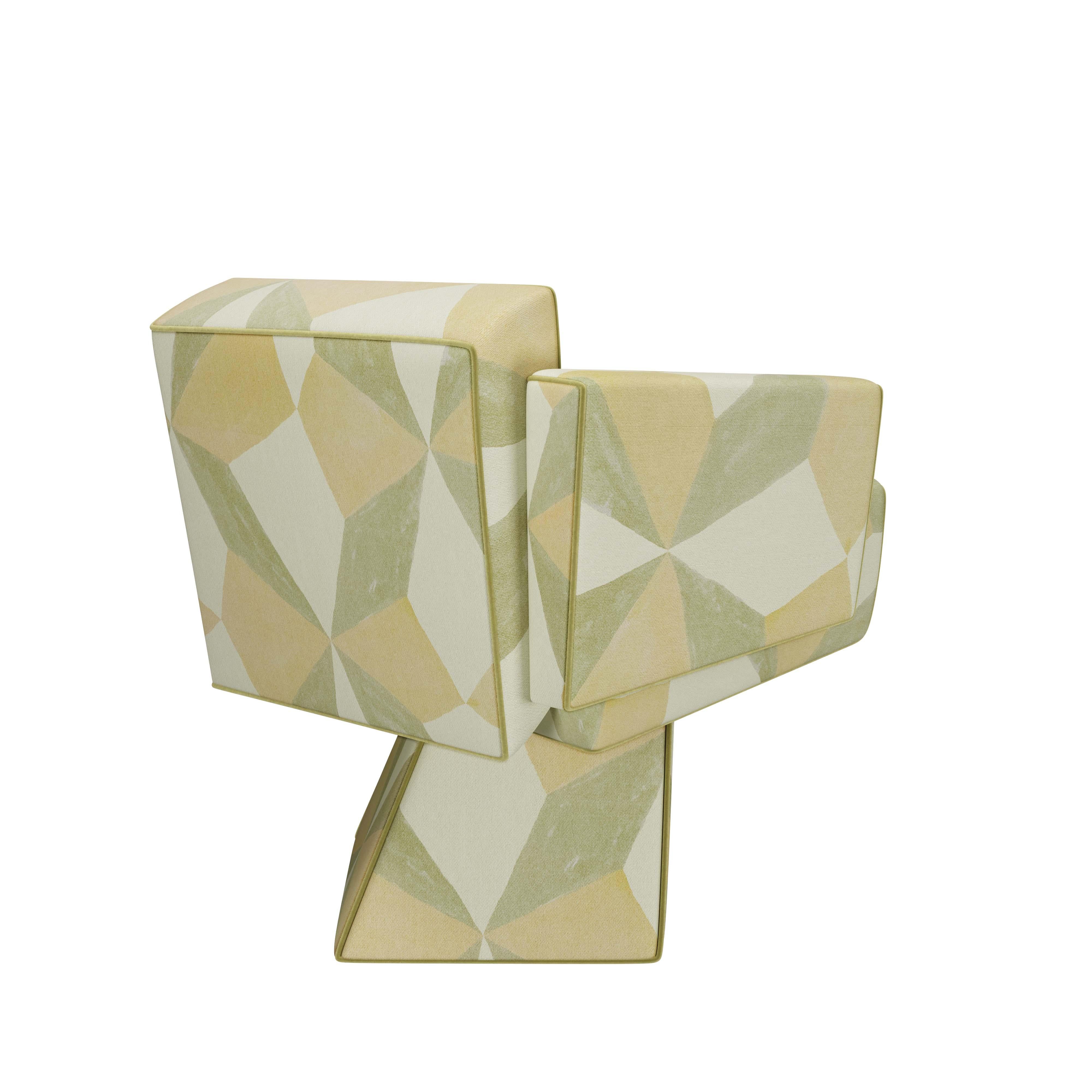 Textile Set of 2 21st Century Bru Tel Dining Chair Made in Portugal by Malabar en vente